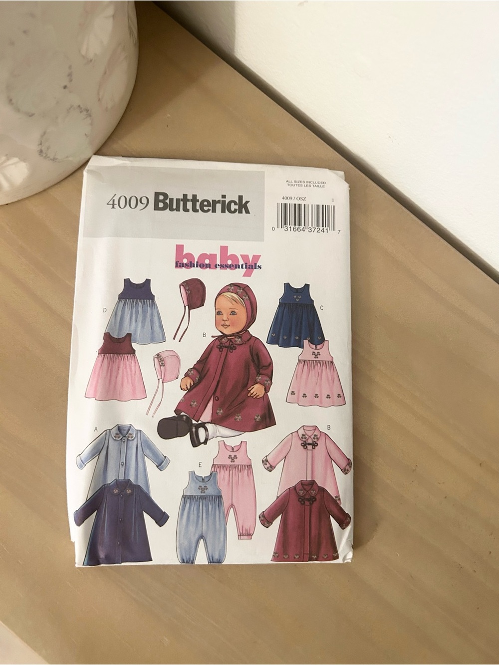 Vintage Butterick 4009 Infant Coat, Jumper, Jumpsuit & Hat Sewing Pattern